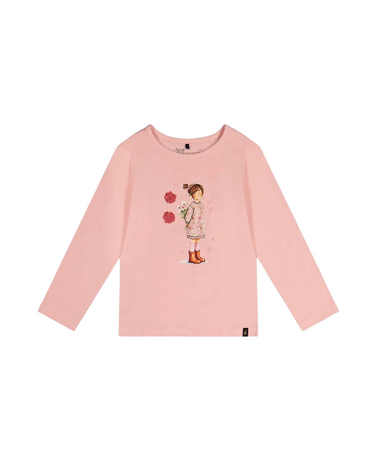 Deux par Deux Girls' Organic Cotton Textured Flower Jersey T-Shirt - Little Kid