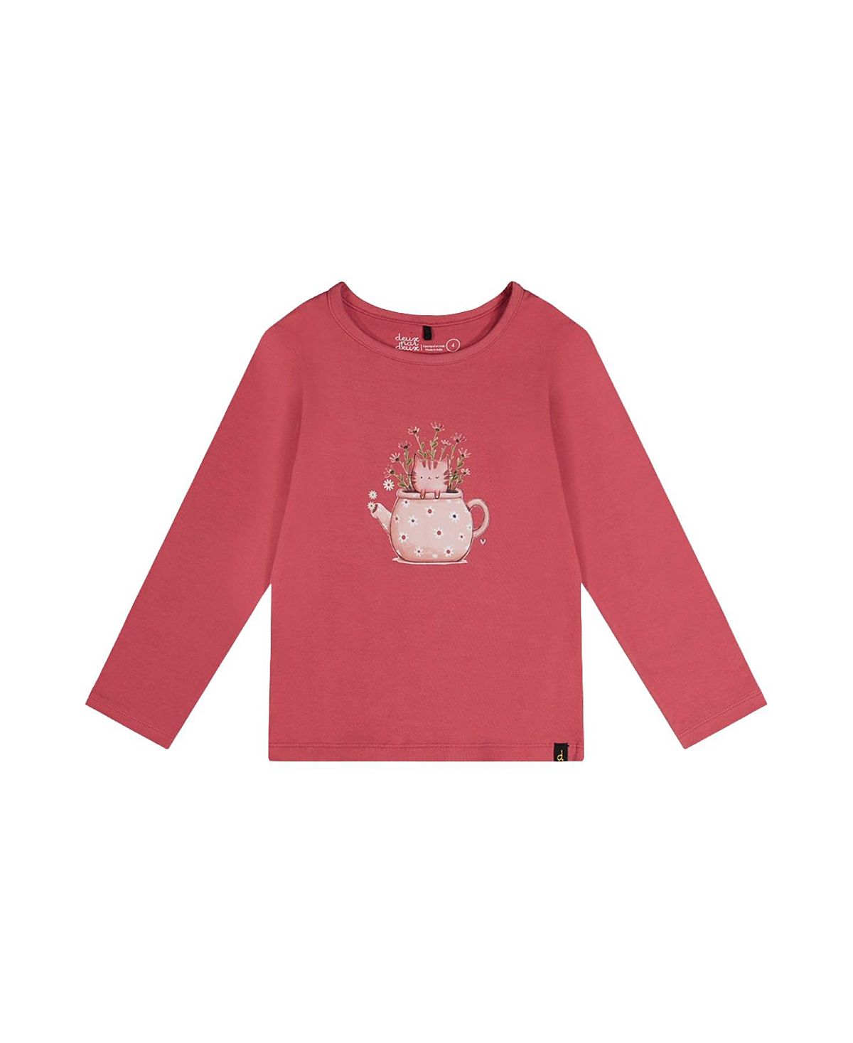 Deux par Deux Girls' Organic Cotton Teapot Graphic Jersey T-Shirt - Little Kid