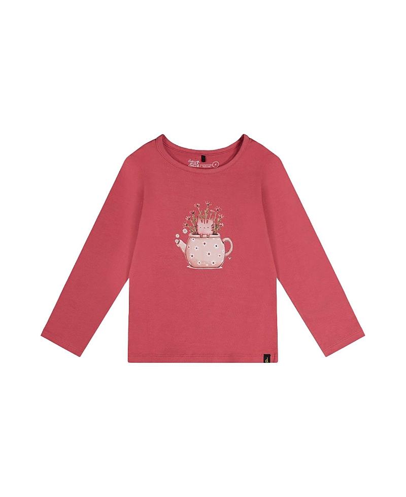 Deux par Deux Girls' Organic Cotton Teapot Graphic Jersey T-Shirt - Little Kid