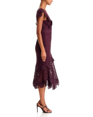 V Neck Lace Midi Dress - Exclusive - thumbnail 5