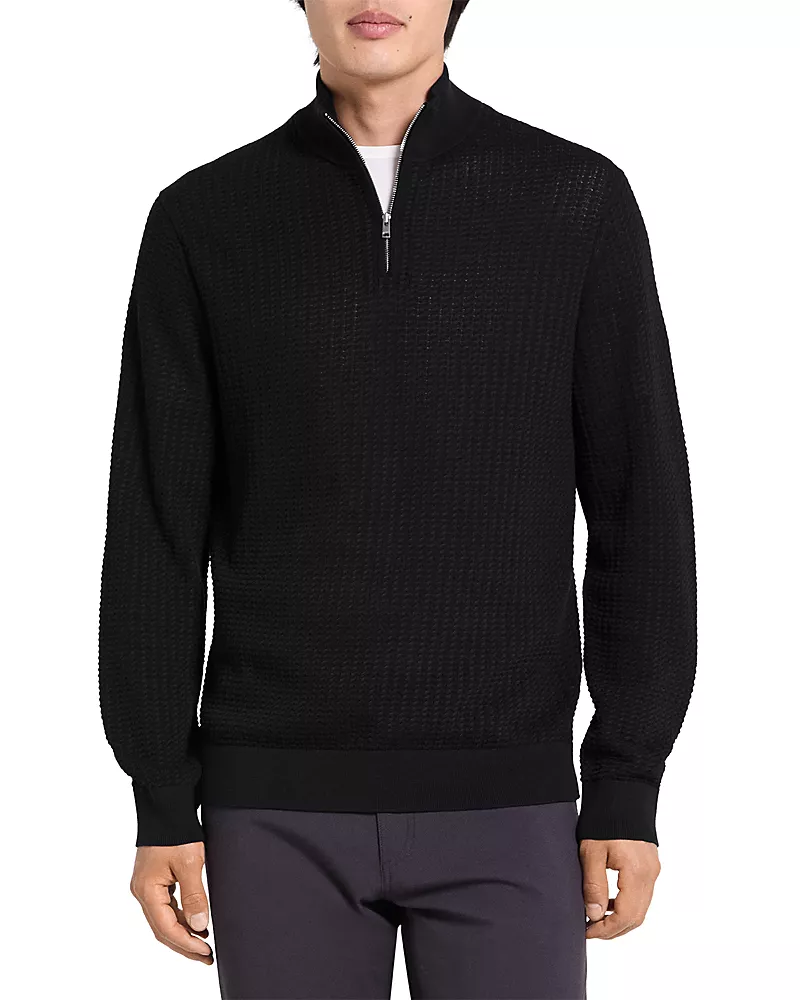 Theory Walton Cotton Quarter Zip Sweater