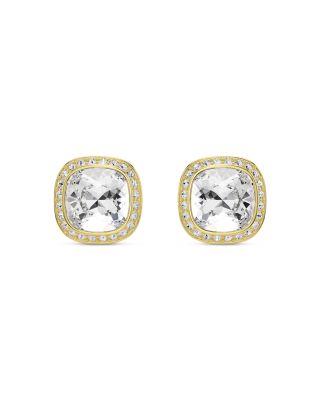 Una Crystal Cushion Halo Stud Earrings