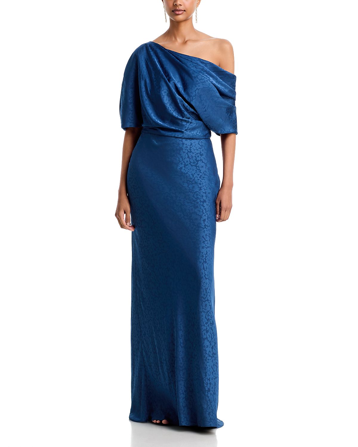 Amsale Draped Asymmetric Neck Gown