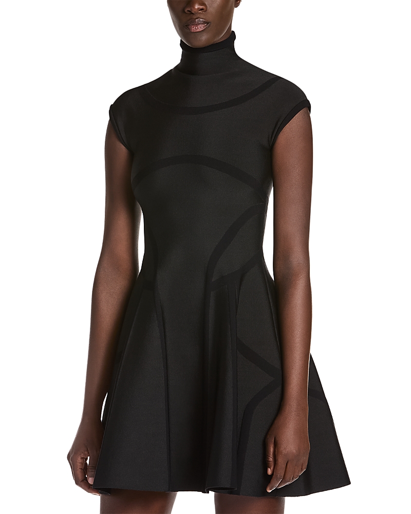 McQueen Jacquard Line Flared Mini Dress
