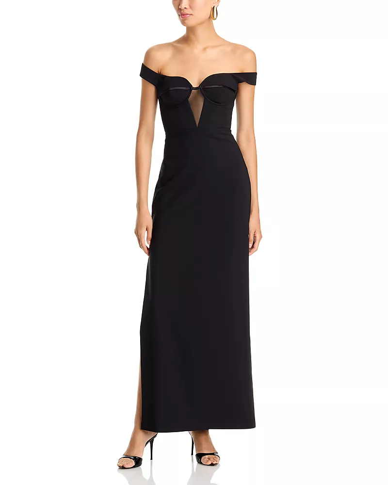 Bcbgmaxazria Sunni Off-the-Shoulder Bodice Cutout Gown