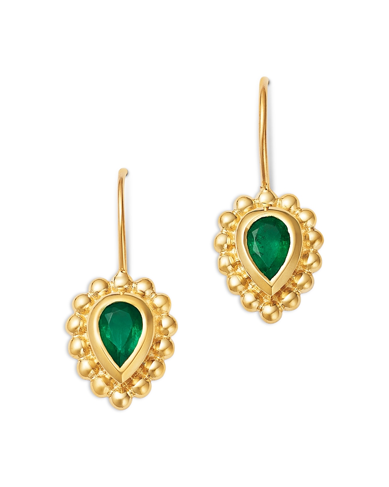 Zoe Chicco 14K Yellow Gold Emerald Bezel Beaded Drop Earrings