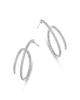 Bloomingdale's Fine Collection Diamond Coil Hoop Earrings in 14K White Gold, 0.75 tcw