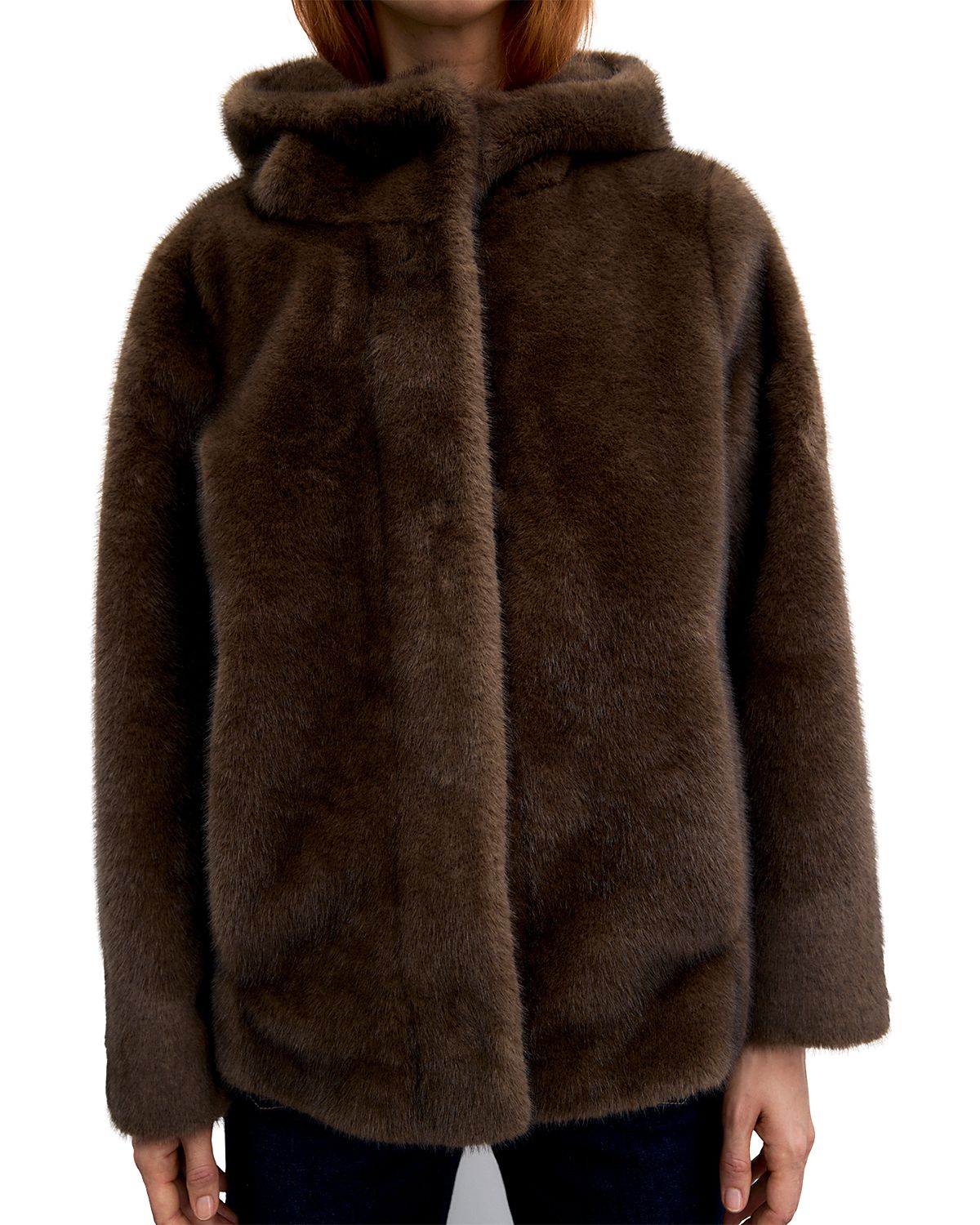 Gerard Darel Agate Hooded Faux Fur Coat