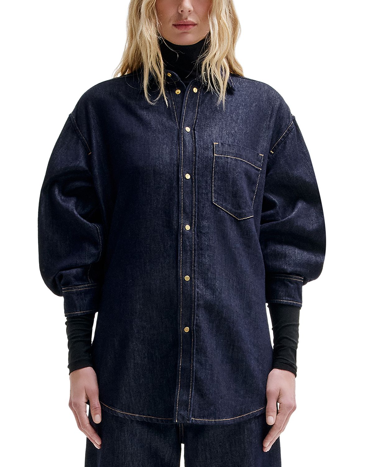 Darkpark Button Front Long Sleeve Denim Shirt
