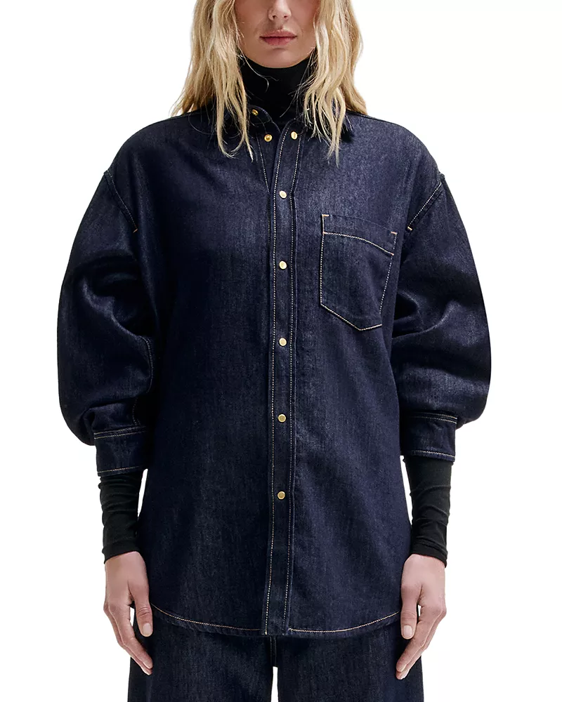 Darkpark Button Front Long Sleeve Denim Shirt