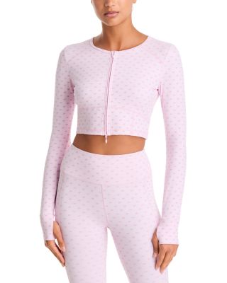 Zenelle Bow Print Zip Front Jacket