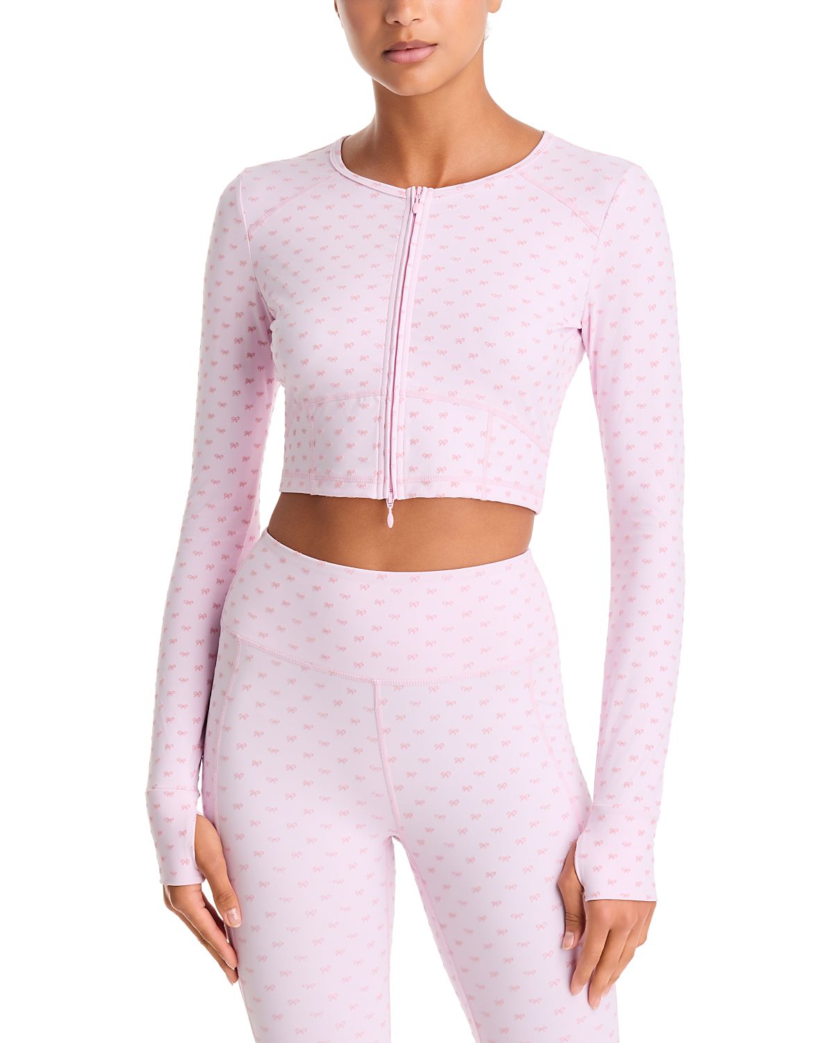LoveShackFancy Zenelle Bow Print Zip Front Jacket