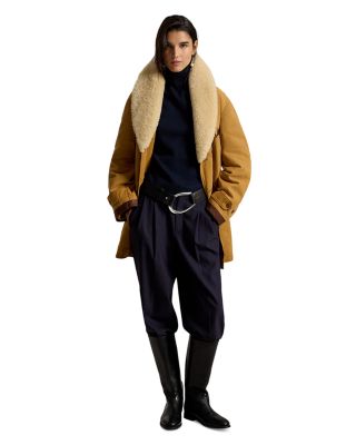 Shearling Trim Canvas Ranch Coat