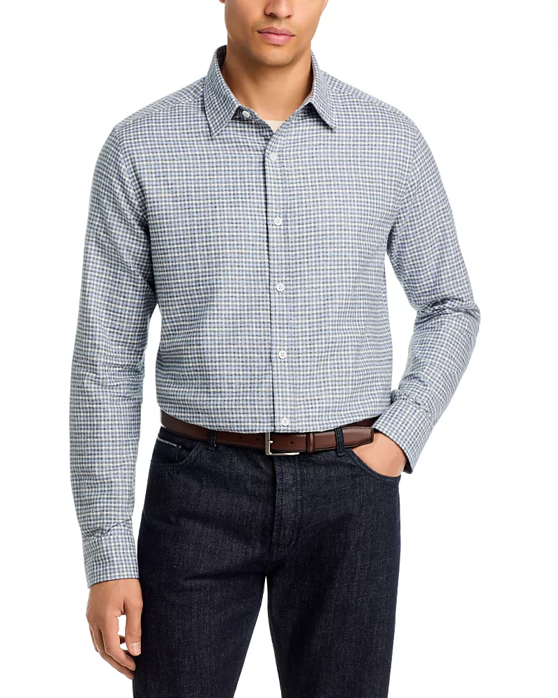 The Men's Store at Bloomingdale's Cotton Open Check Point Collar Shirt - Exclusive