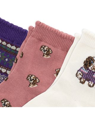 Girls' Fair Isle Baby Dog Socks, 3 Pack - Baby
