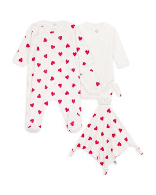 Petit Bateau Girls' Footie, Bodysuit and Lovie Set - Baby