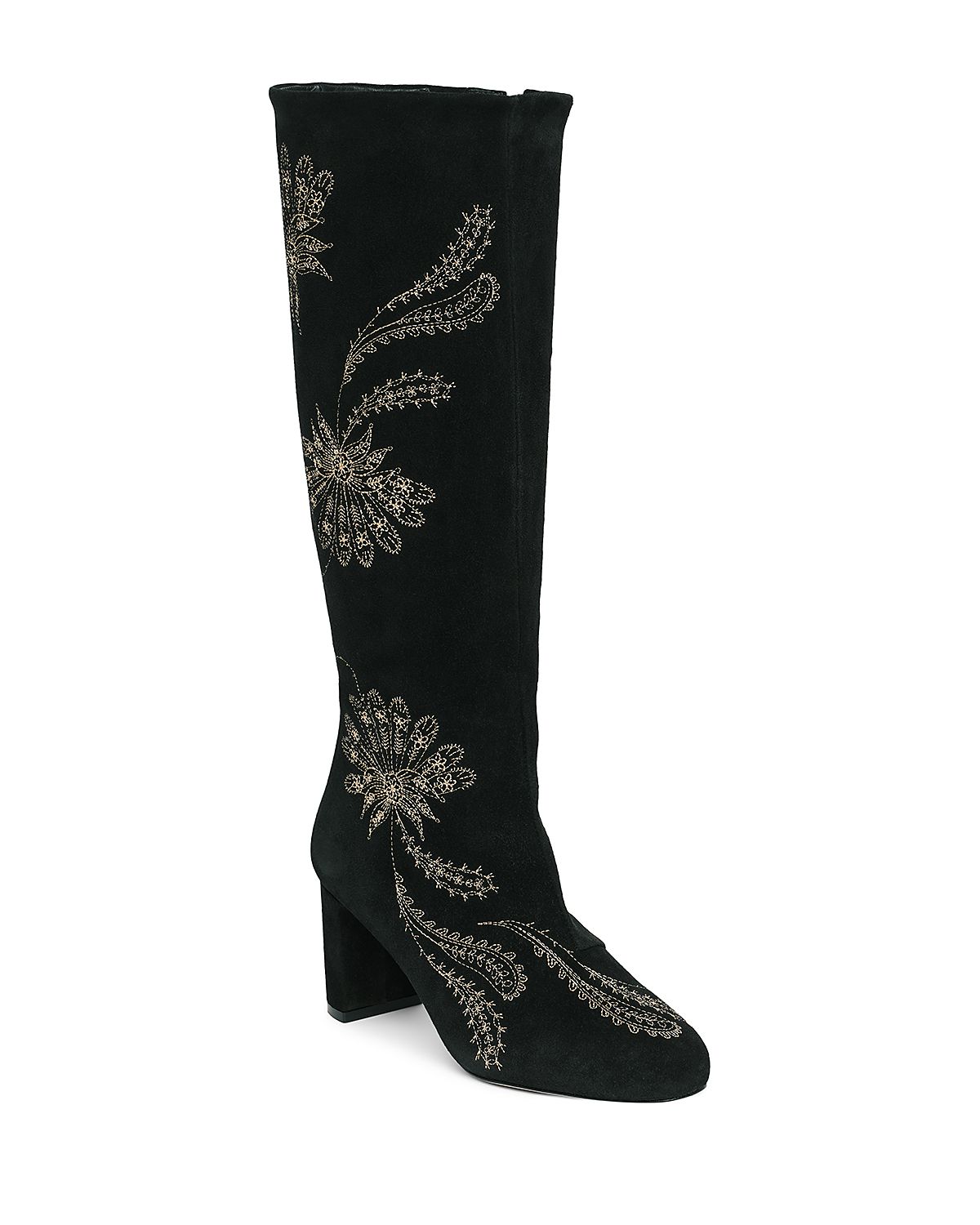 Cinq a Sept Women's Dani Embroidered Suede Knee High Boots