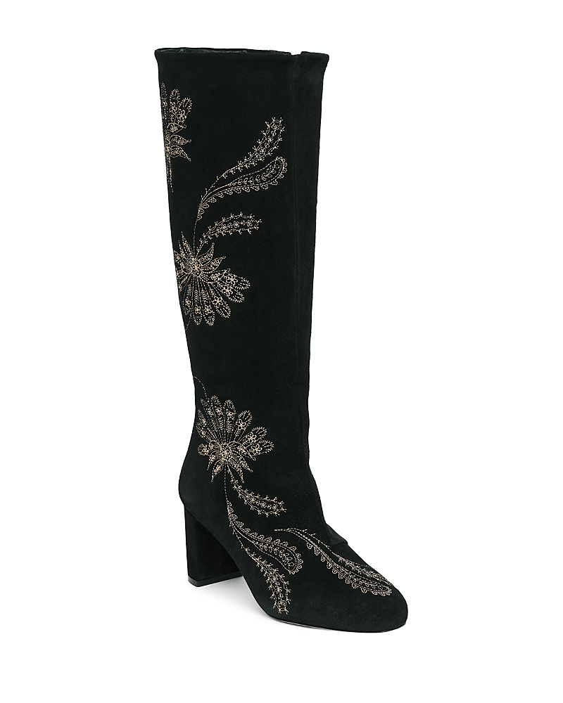 Cinq a Sept Women's Dani Embroidered Suede Knee High Boots