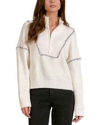 Contrast Stitch Quarter Zip Sweater