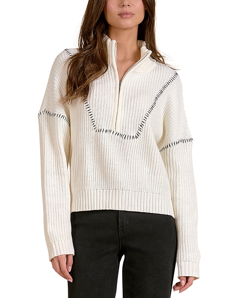 Elan Contrast Stitch Quarter Zip Sweater