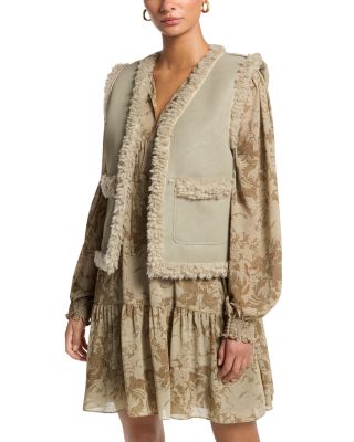Faux Shearling Open Front Vest