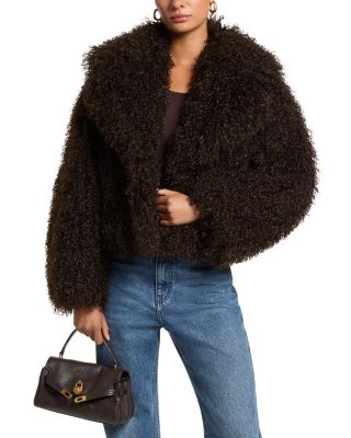 Cropped Faux Fur Peacoat