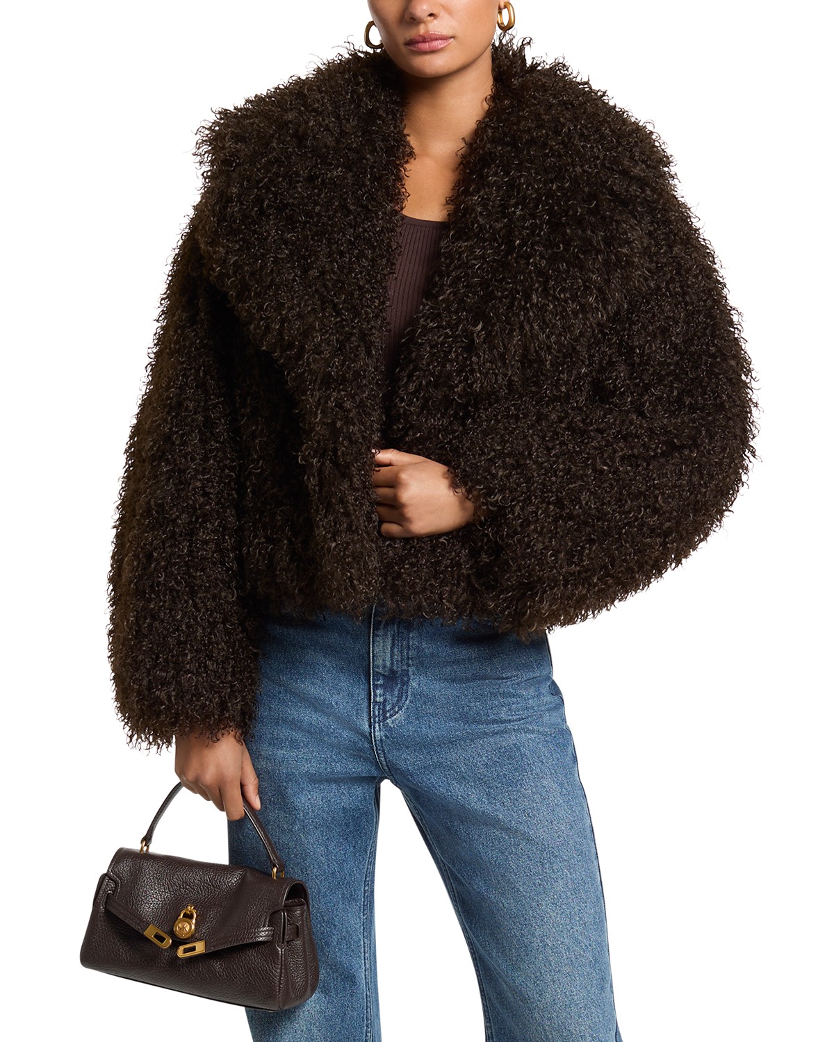 Cropped Faux Fur Peacoat