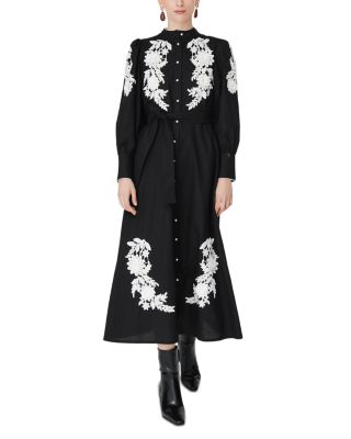 Jovonna London Button Down Applique Midi Dress