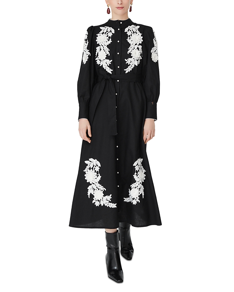 Jovonna London Button Down Applique Midi Dress
