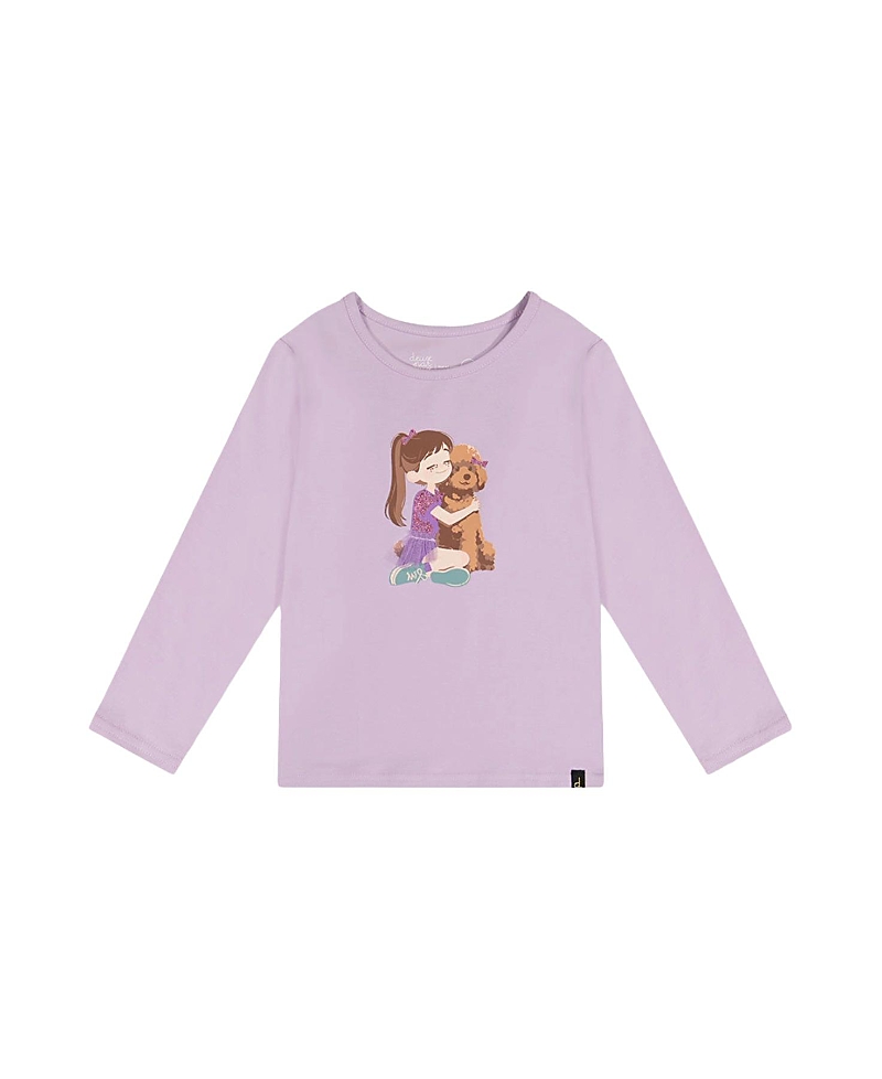Deux par Deux Girls' Organic Cotton Sparkly Graphic Long Sleeve T-Shirt - Big Kid