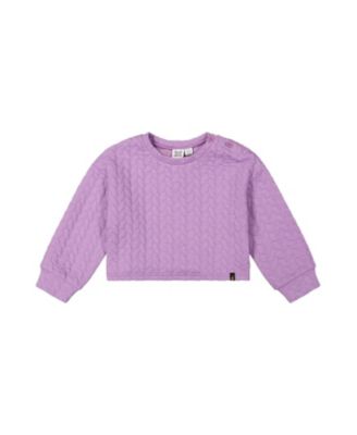 Girls' Quilted Diamond Shoulder Button Jacquard Sweatshirt - Little Kid