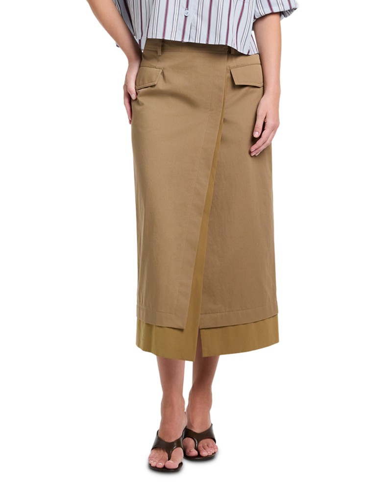 Twp A Trip to the Met Cotton Midi Skirt in British Khaki