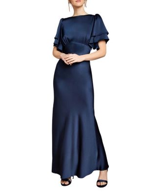 High Neck Crepe Maxi Dress