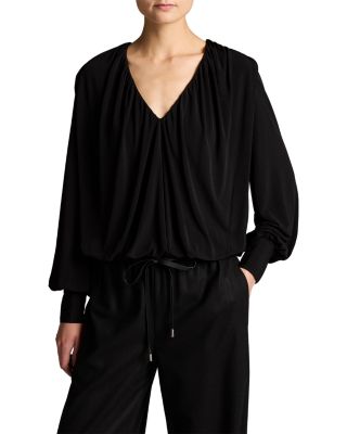 Long Sleeve V Neck Bubble Top