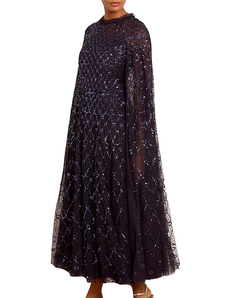 Needle & Thread Heart Lattice Cape Ankle Gown