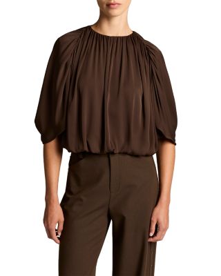 Silk Blend Cape Style Bubble Blouse