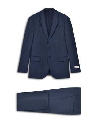 Regular Fit Hopsack Plaid Wool Suit