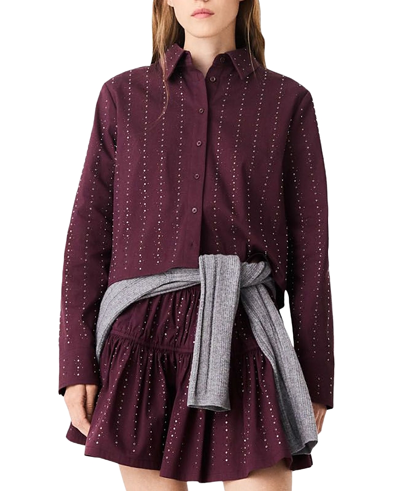 Maje Ceoleon Cotton Blend Embellished Shirt