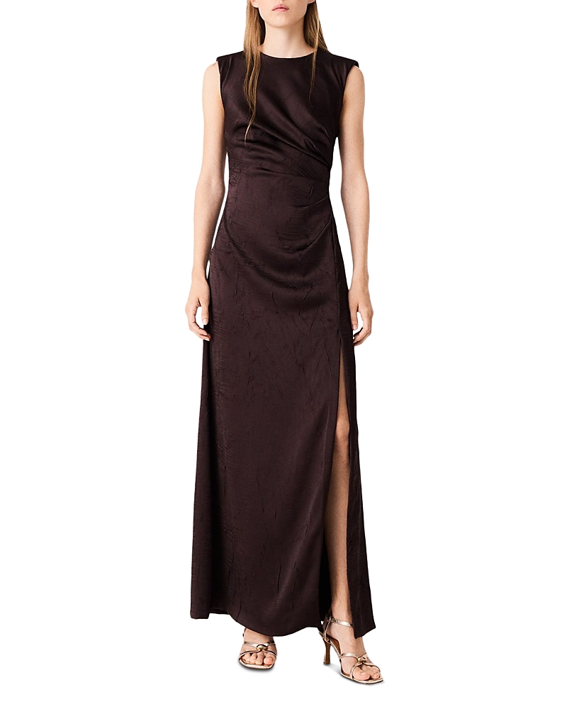 Maje Rivalane Satin Draped Maxi Dress