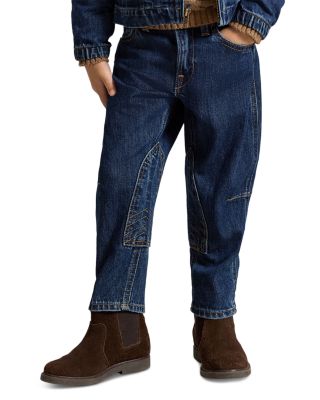 Girls' Curved Tapered Cotton Denim Jeans - Little Kid