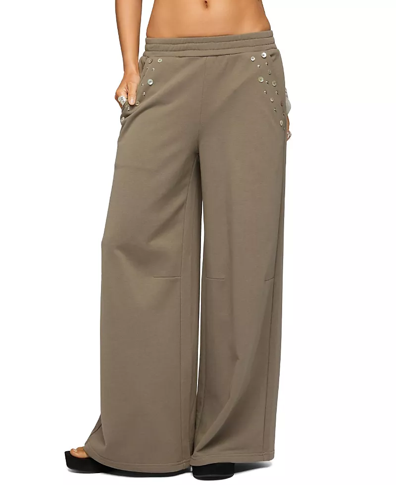 Edikted Zania Iridescent Button Sweatpants