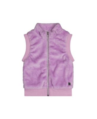 Girls' Faux Fur Zip Front Sleeveless Vest - Big Kid