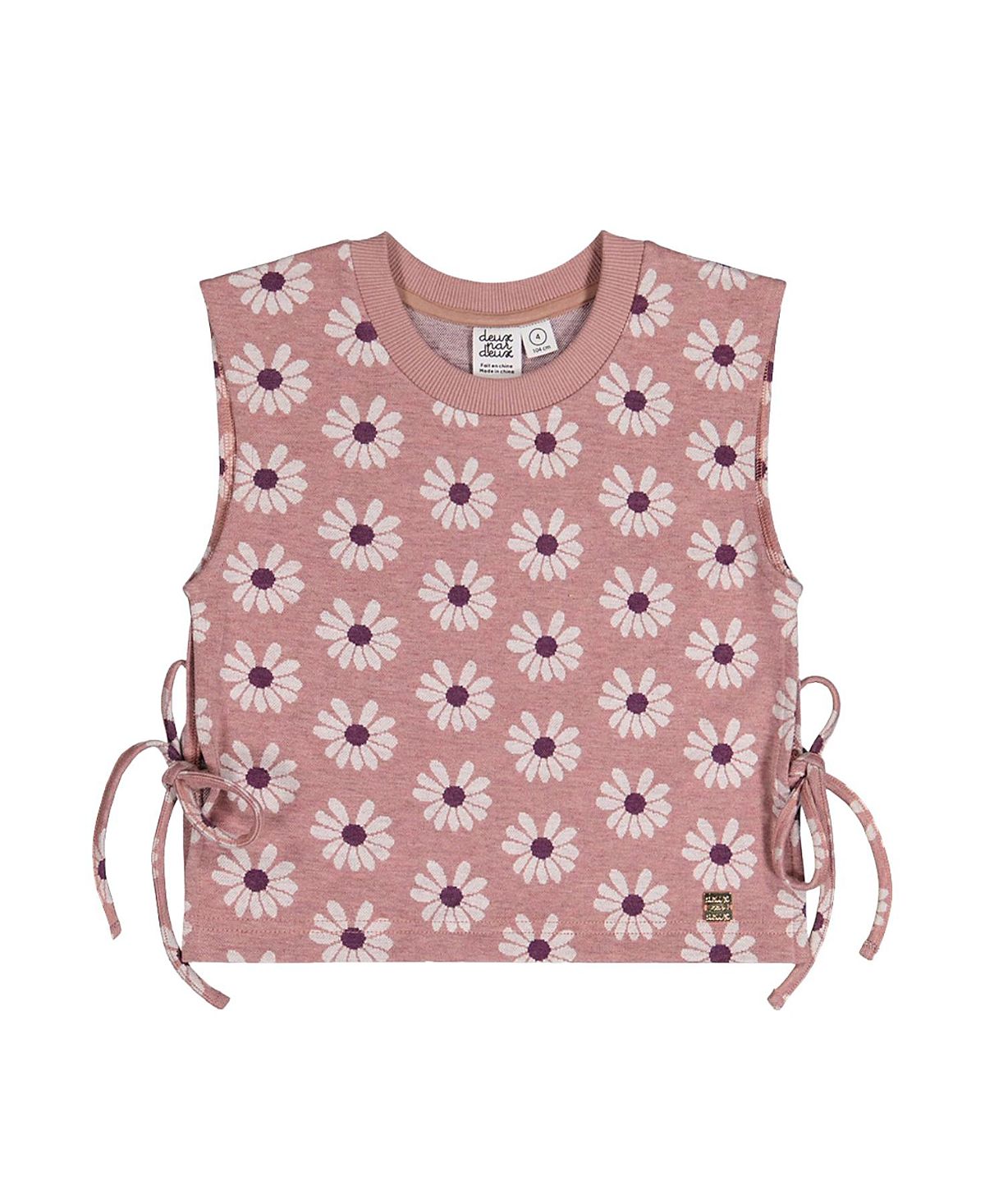 Deux par Deux Girls' Floral Jacquard Button Front Vest - Big Kid