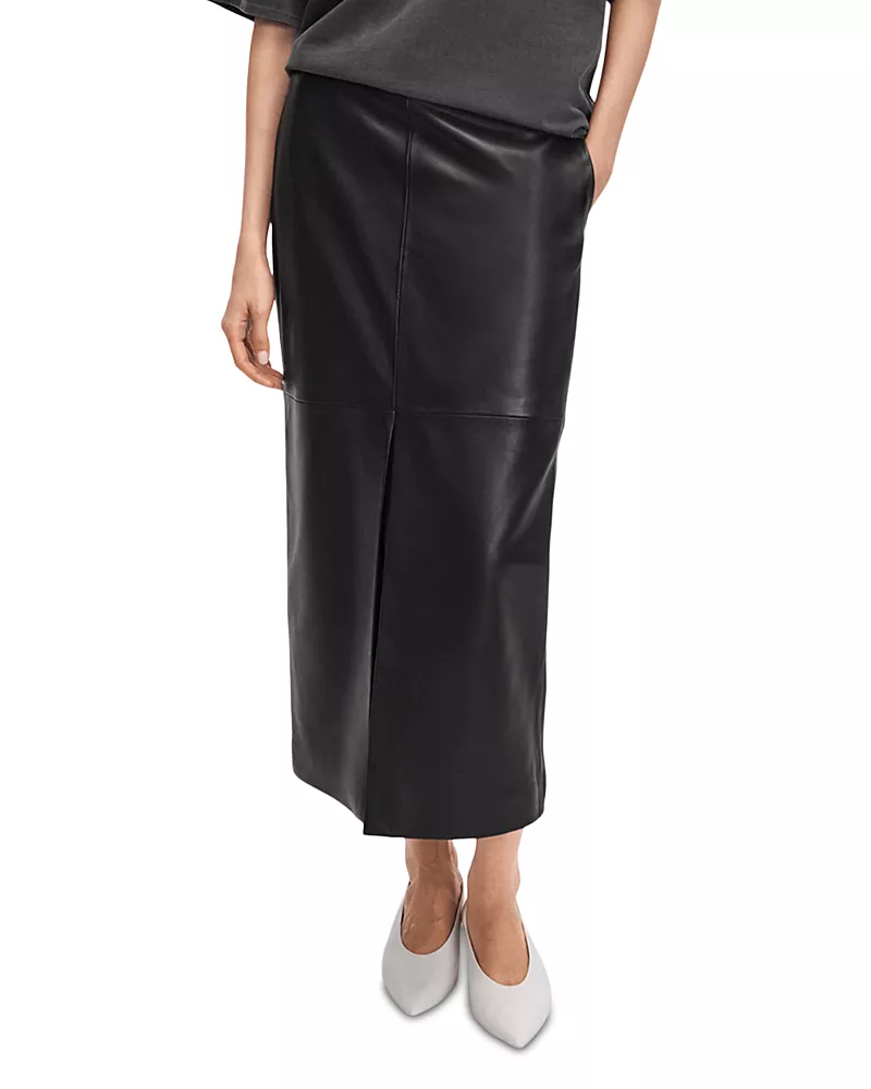 rag & bone Bessie Leather Midi Skirt