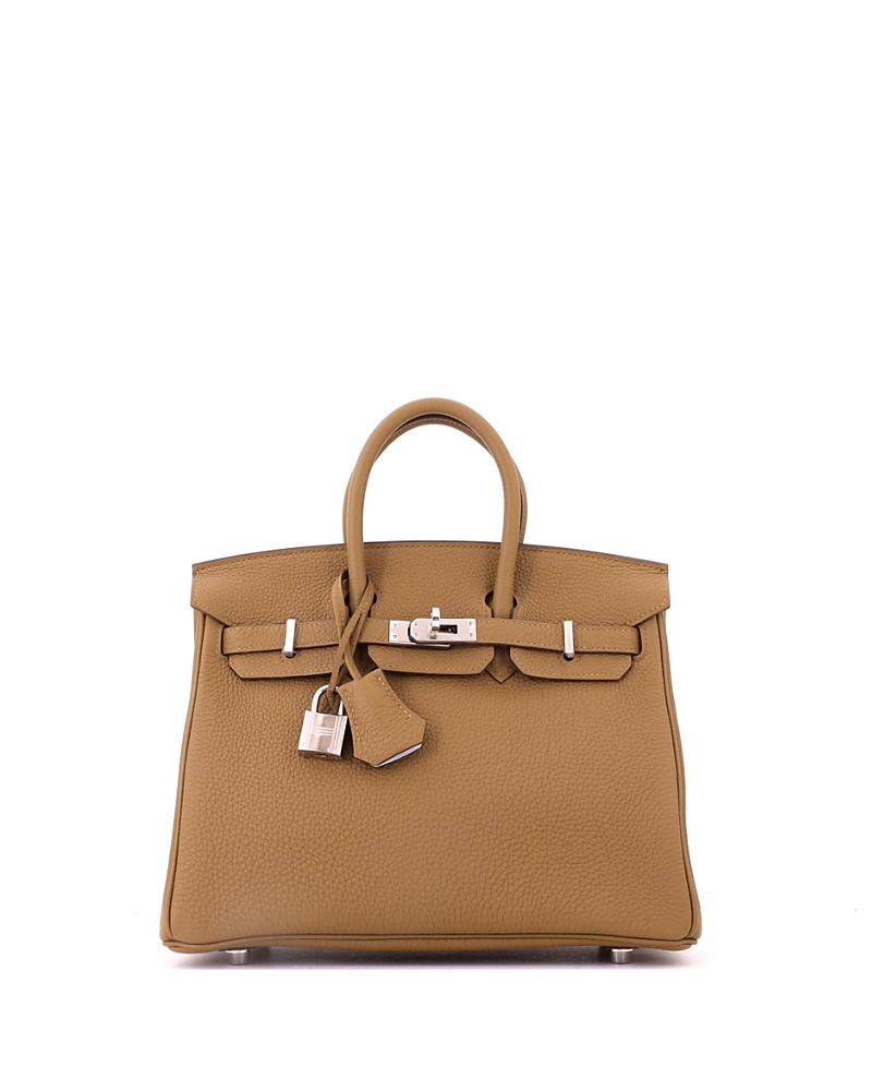 Pre-Owned HERMES Birkin 25 Handbag Verso Togo with Palladium Hardware