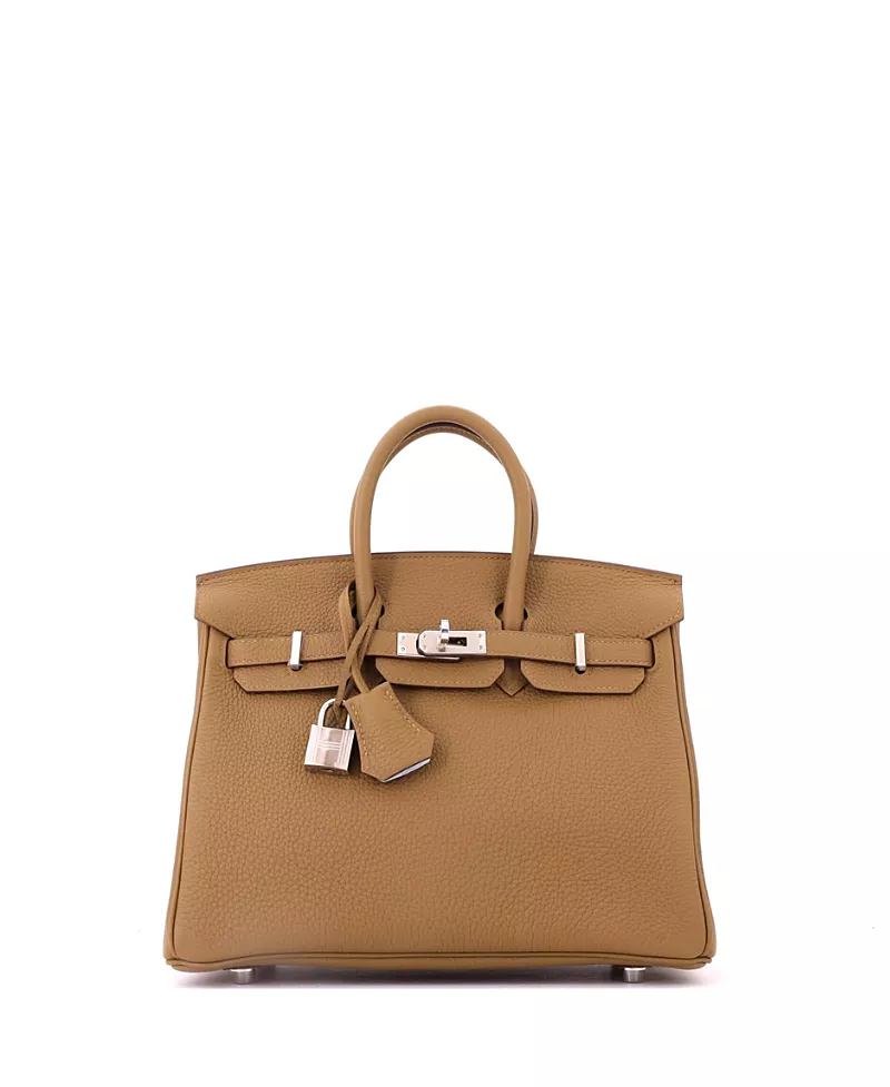 Pre-Owned HERMES Birkin 25 Handbag Verso Togo with Palladium Hardware