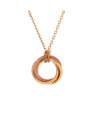  Trinity Pendant Necklace 18K Rose Gold with Pave Pink Sapphires, 17.5"