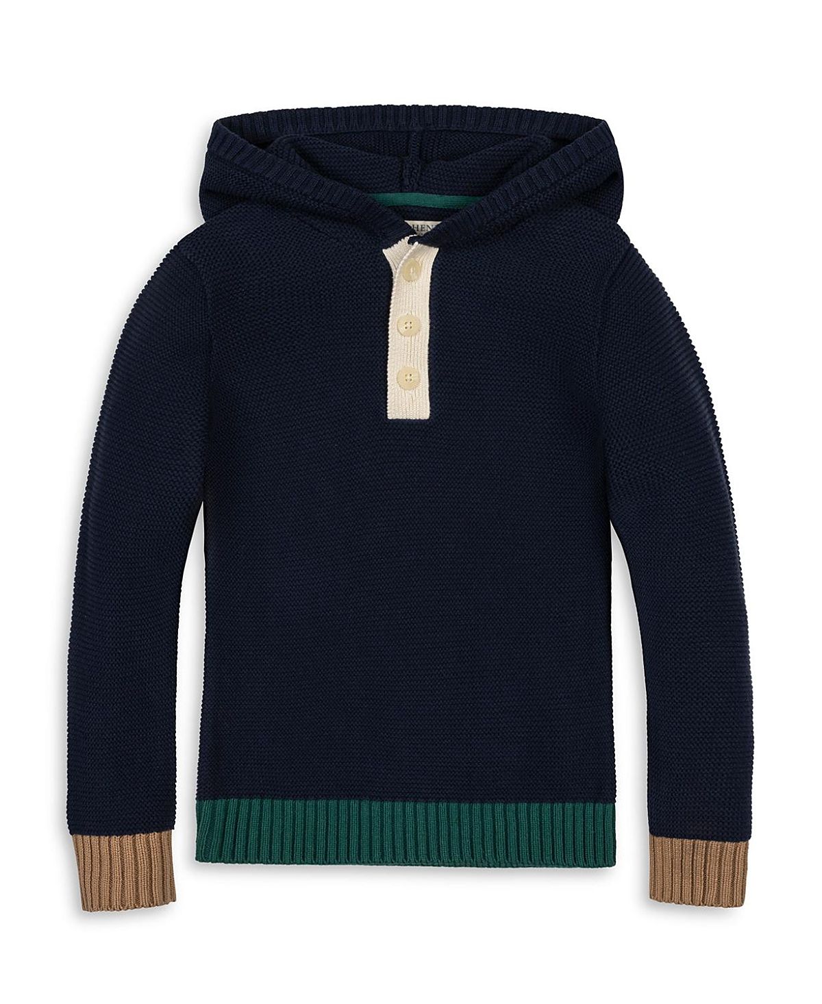 Hope & Henry Boys' Organic Henley Sweater Hoodie - Little Kid, Big Kid