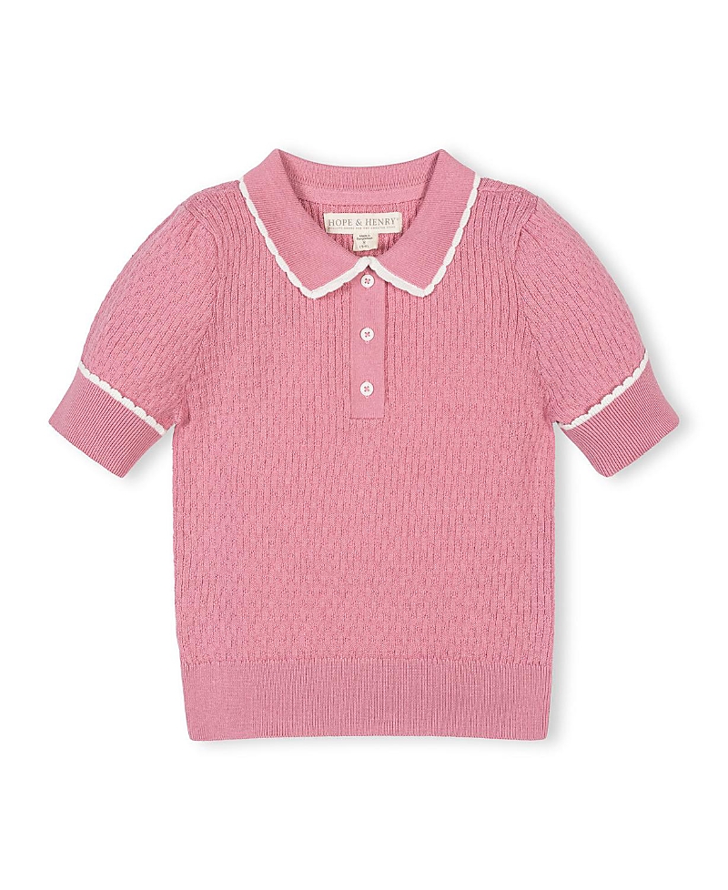 Hope & Henry Girls' Organic Peter Pan Collar Sweater Polo - Little Kid, Big Kid