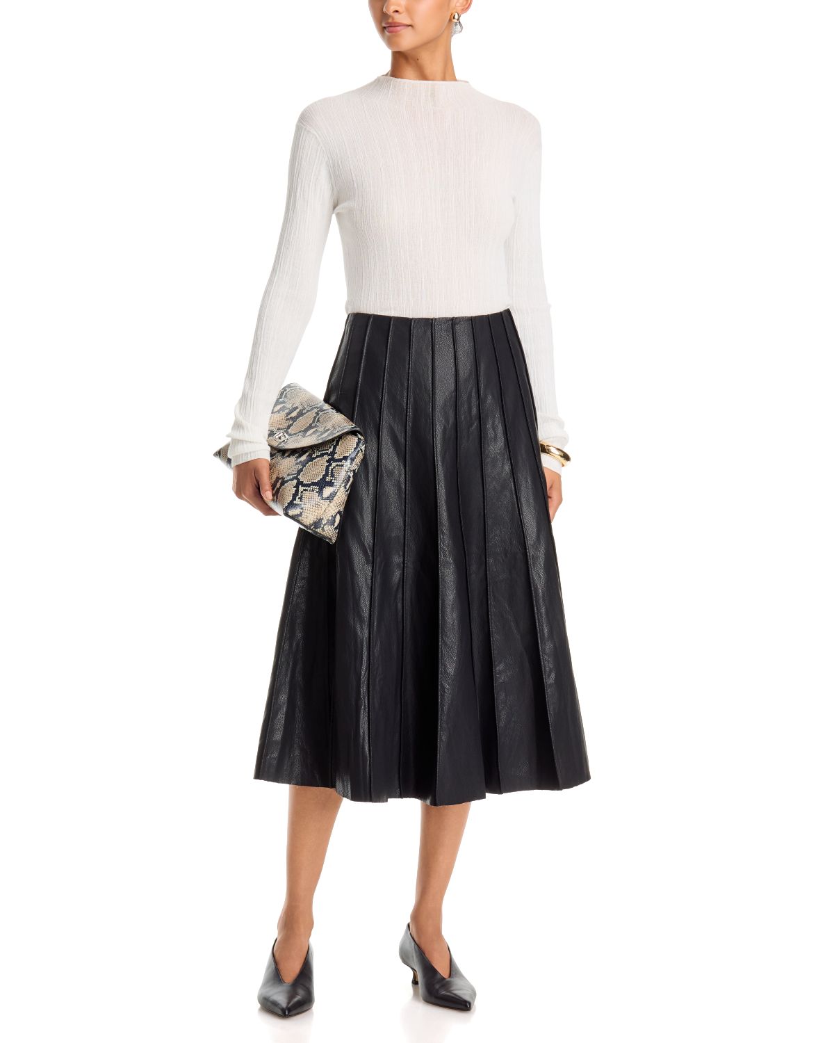 Faux Leather Seamed Midi Skirt thumbnail 2